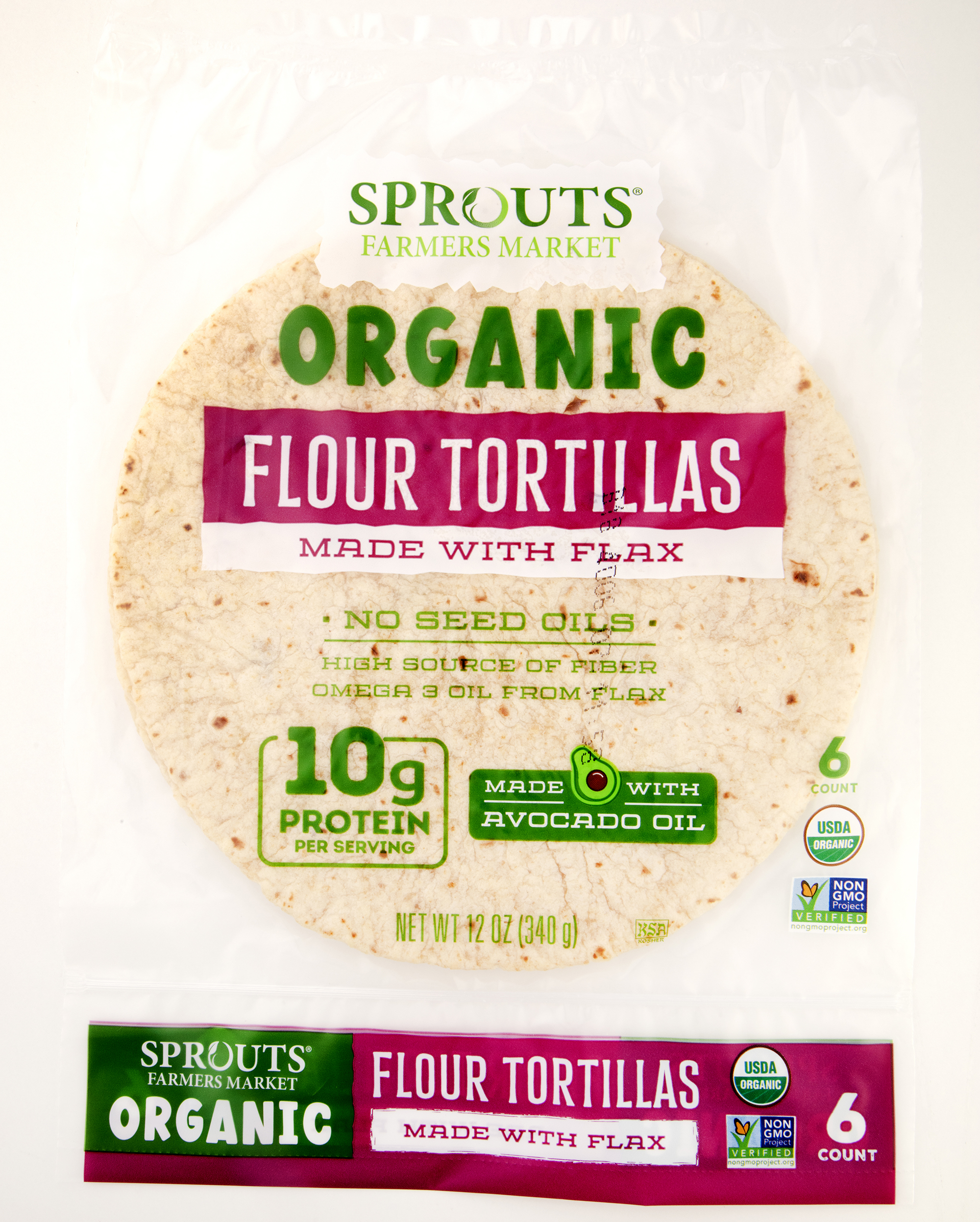 Organic Flour Tortillas Made with Avocado Oil & Flax